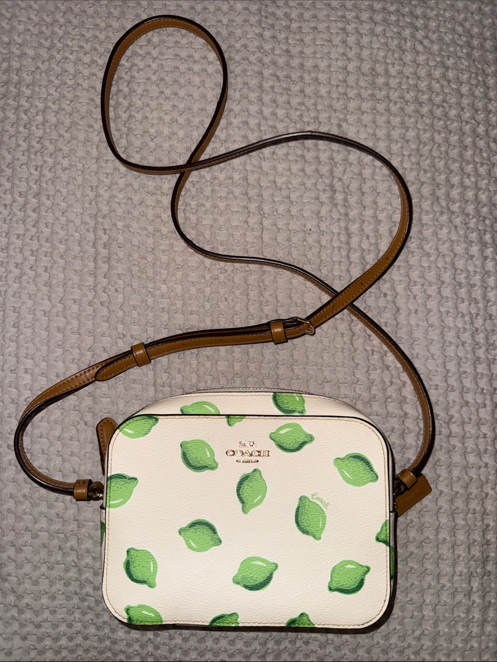 Coach Cream Crossbody with Lime Print